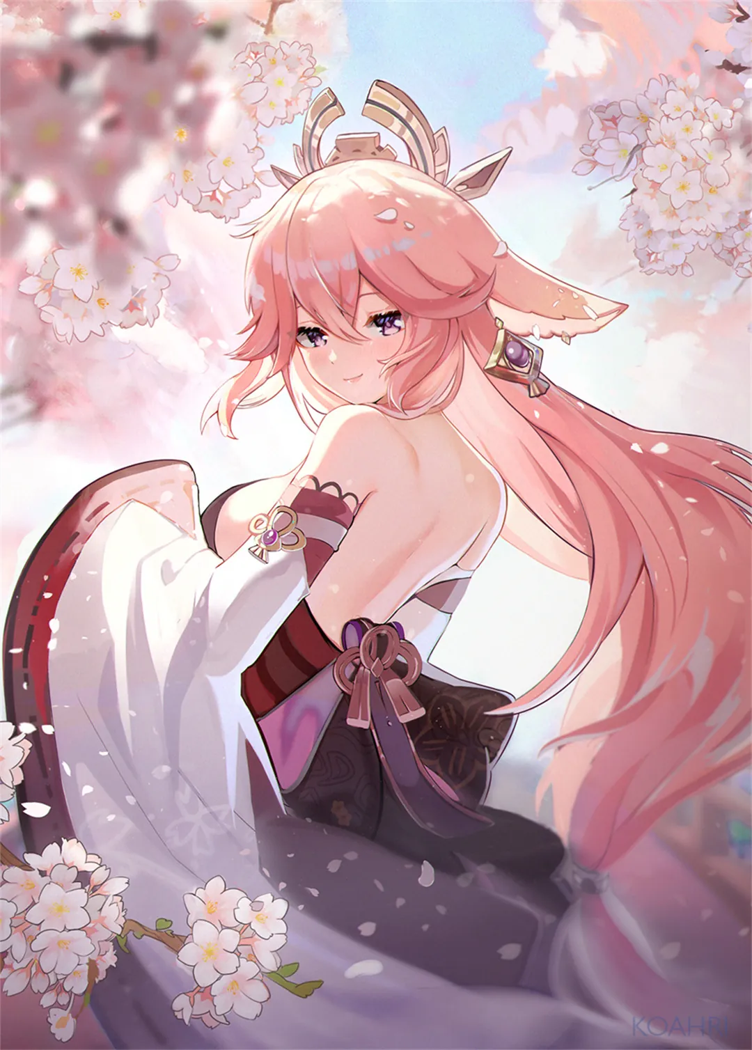 图片[2]-【画师精选】原神 八重神子 妮露 虚拟主播 一伊那尔栖 森美声 Koahri 的插画作品推荐（27张）-鹿星语