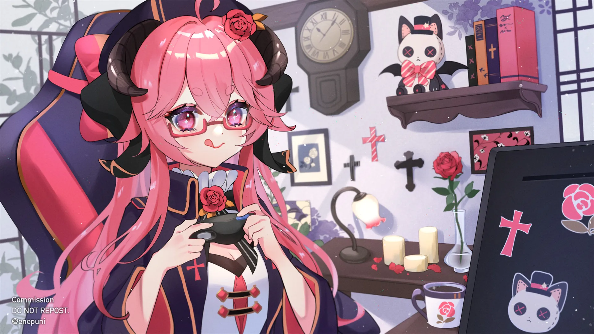 图片[6]-【画师精选】虚拟主播 宝鐘マリン 粉毛美少女 兽耳 樱 插画师えねる的动漫壁纸作品推荐 下期（48张）-鹿星语