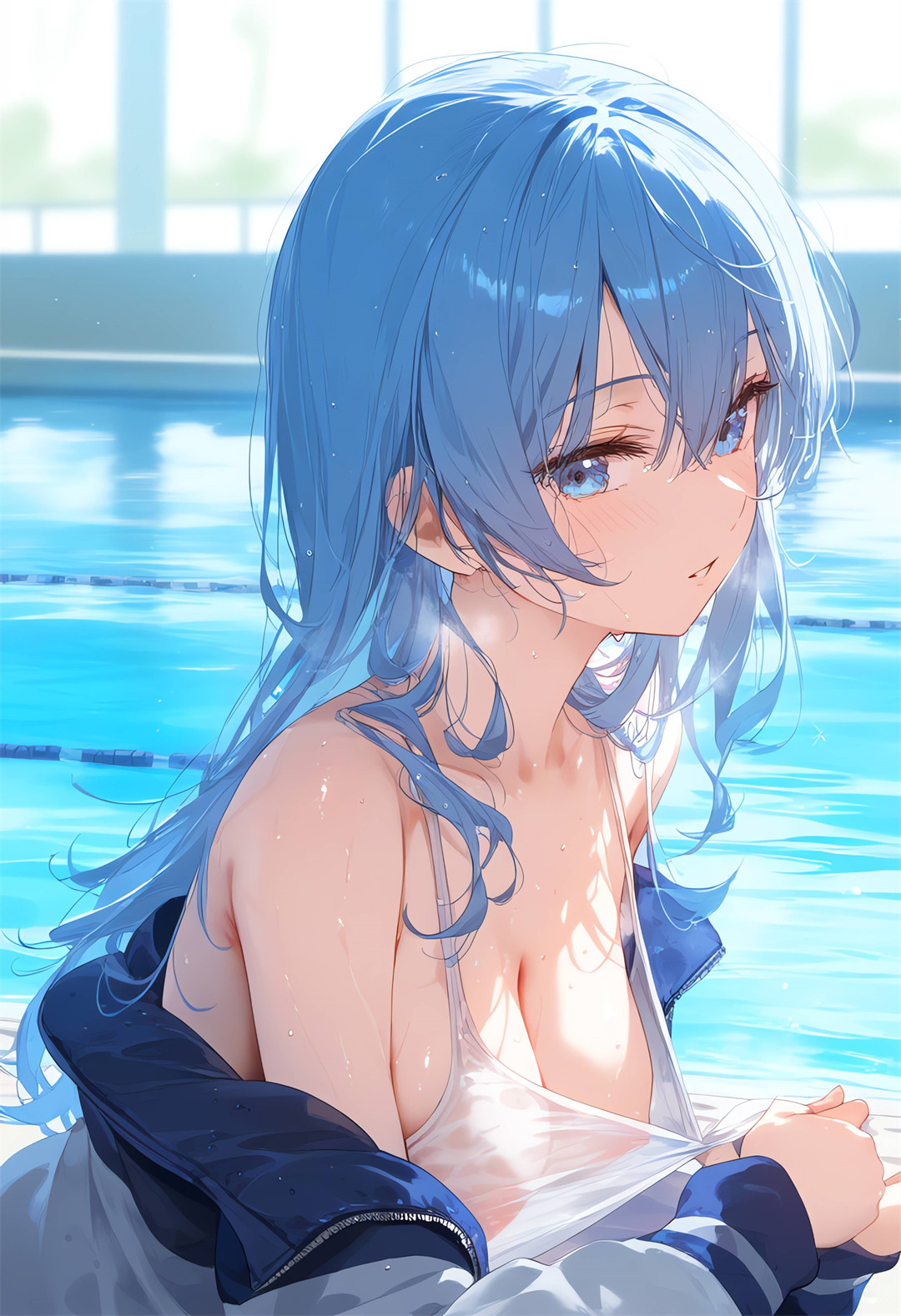 图片[2]-【AI特辑】虚拟主播 星街すいせい 蓝色头发 泳装 会员插画推荐（15张）-鹿星语