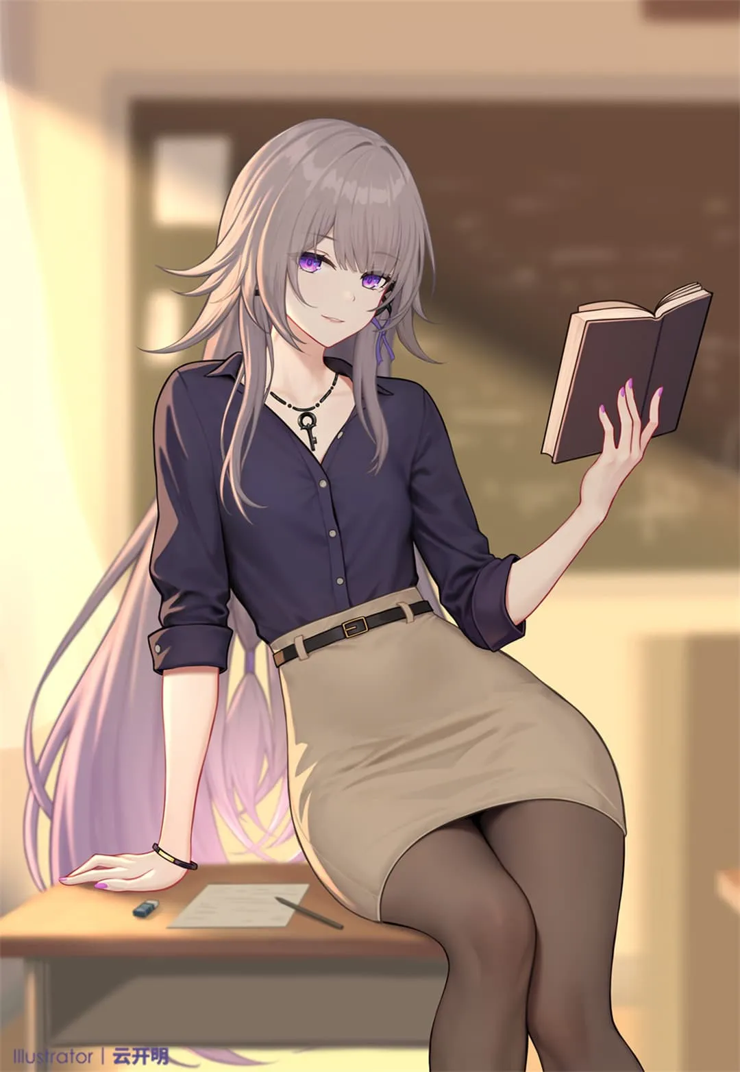 图片[12]-【插画美图】初音未来 白发兽耳美少女 蔚蓝档案笑面教授 调月莉音 莉可莉丝 千束×泷奈 原神 卡齐娜 玛拉妮 动漫壁纸推荐（56张）-鹿星语